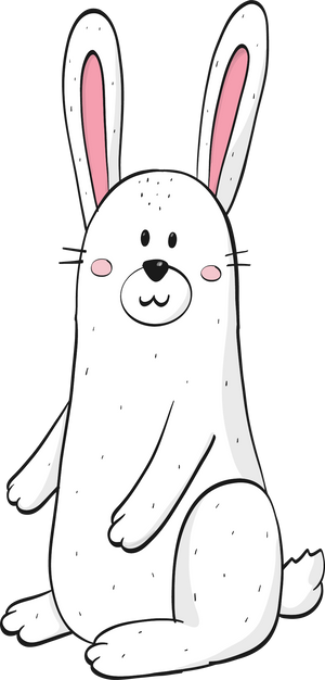 cute white bunny png doodle
